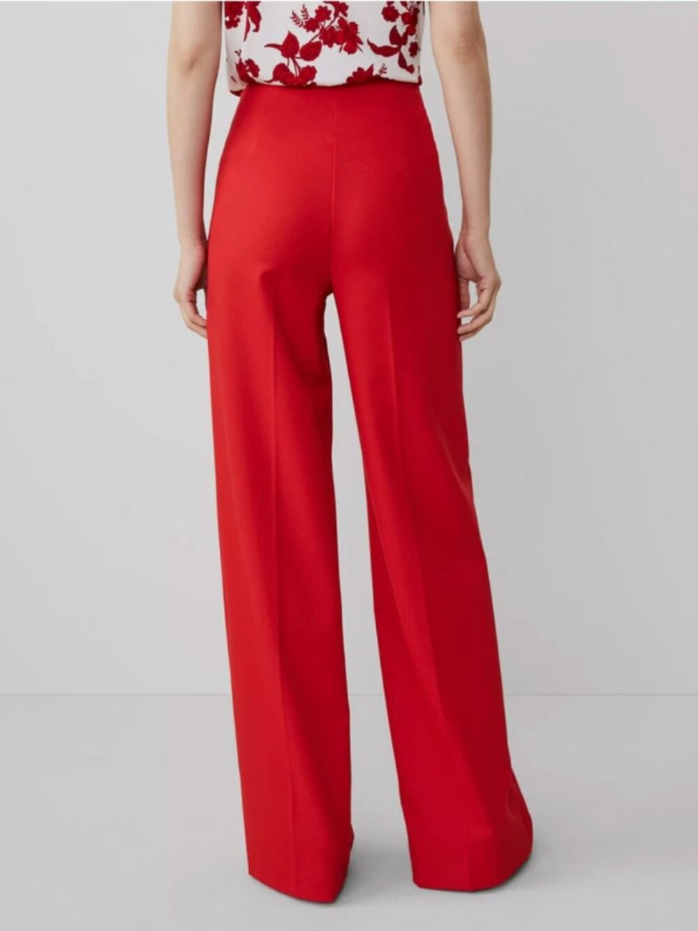 Ann Taylor Red Wide Leg Sailor Pants Gold Crest Buttons - Picture 2 of 9